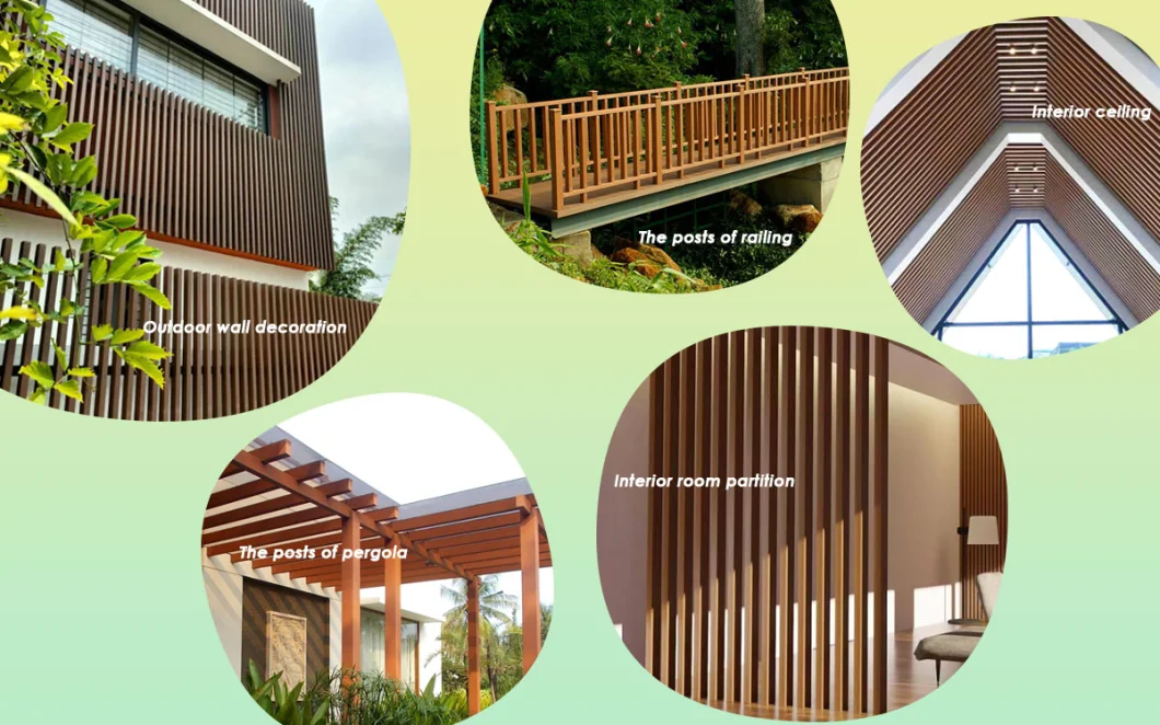 Outdoor Indoor Wall Decoration WPC Post Square Tube Partition Wood Plastic Composite Hollow Timber Tube