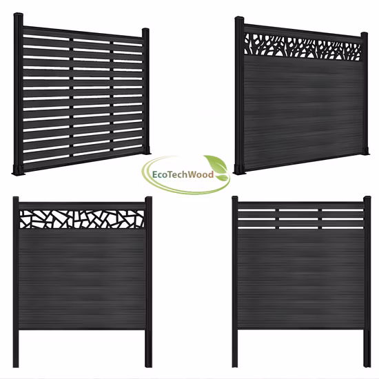 뜨거운 판매 1.8mx1.8m WPC 울타리 보드 알루미늄 포스트 WPC 복합 개인 정보 보호 울타리 야외 펜싱